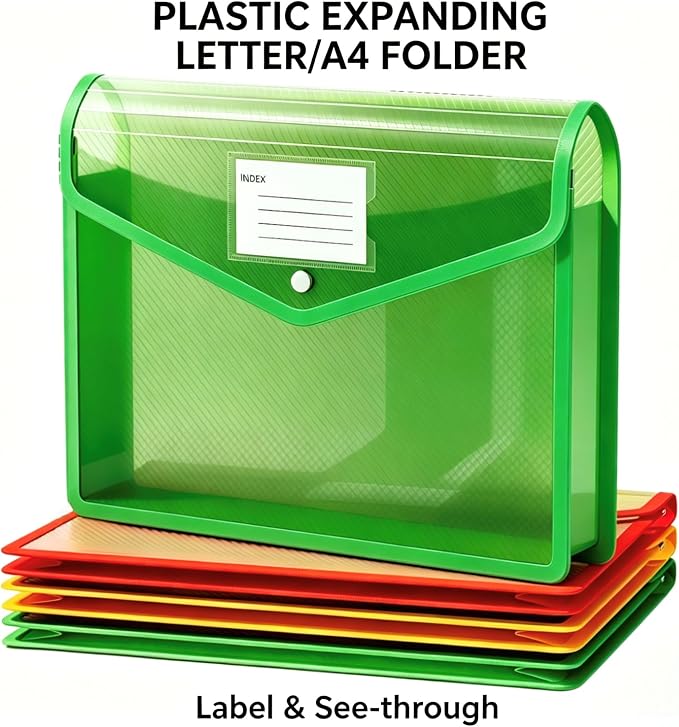 3 Pack A4 Transparent Plastic File Envelopes, Office & Home - Image 2