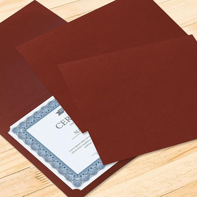 Fine Stationery Plain Burgundy Certificate Folders - Image 7