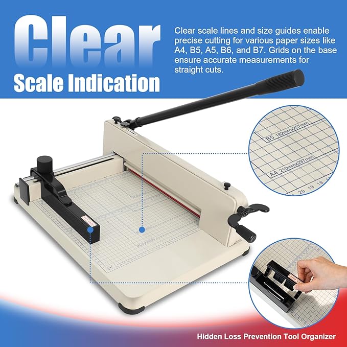Heavy Duty Paper Cutter, 12 inch Guillotine Paper Cutter Industrial-Grade Steel Blade with Safety Lock, Guillotinas para Cortar Papel Paper Trimmer for Office, School, Crafting Cardstock-DeskLoop Office