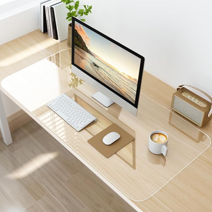 NATRKE Clear Desk Mat Pad, 35.4" X 15.7" Large Transparent Desk Protector by NATRKE