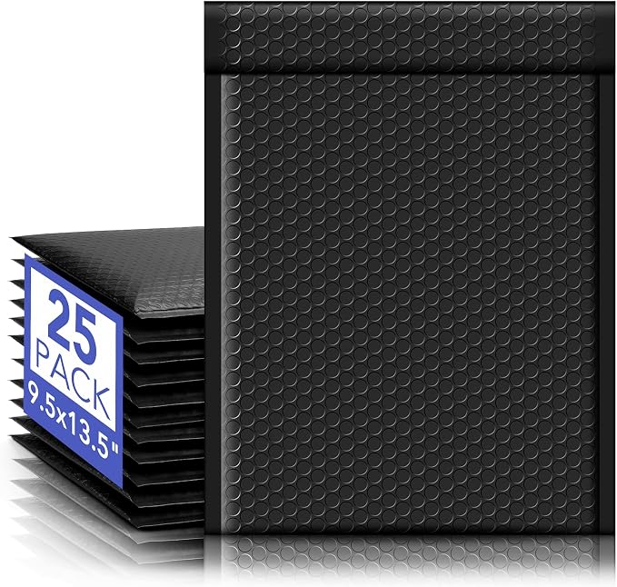 Fuxury Bubble Mailers 9.5x14.5" 25 Pack Black Large Padded Envelopes | Usable by Fuxury