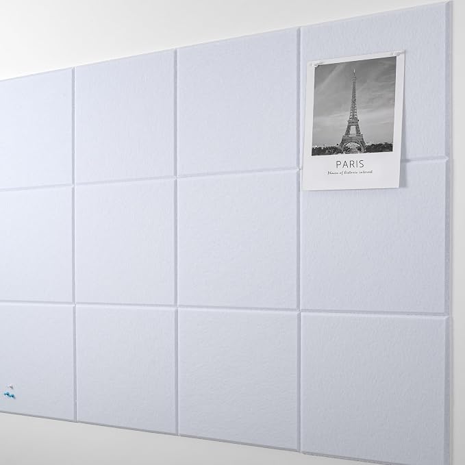 AKTOP White Cork Bulletin Board 47"x35", 12 Pack Removable Felt Cork Board Tiles by Buynow