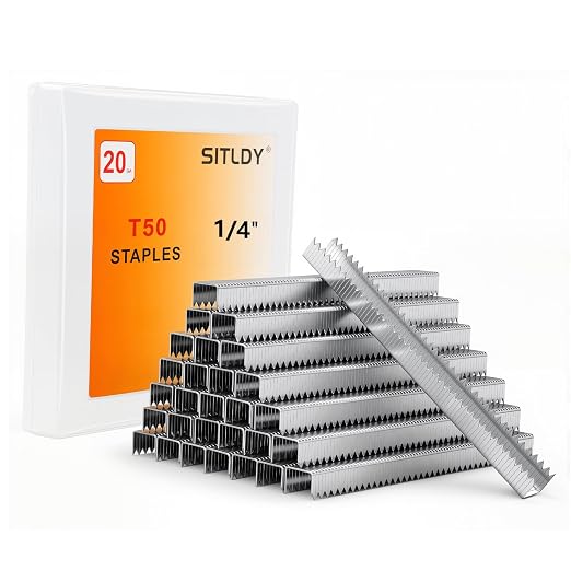 Heavy Duty T50 1/4- inch Length Staples 2520-Count, 3/8 Crown 20 Gauge Beveled by SITLDY