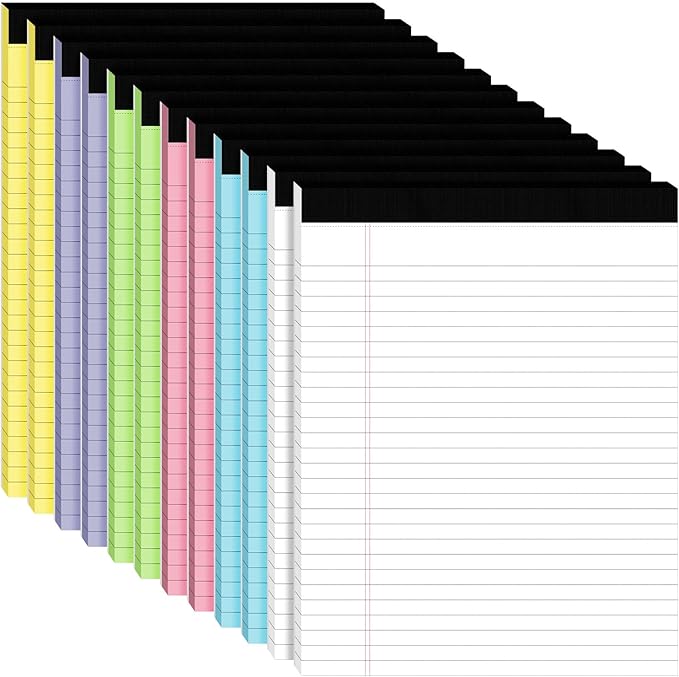 12pcs Legal Pads 8.5 x 11, Notepads 8.5 x 11 Inch, 30 Sheets/Pack, Colored Note by Ciphyfee
