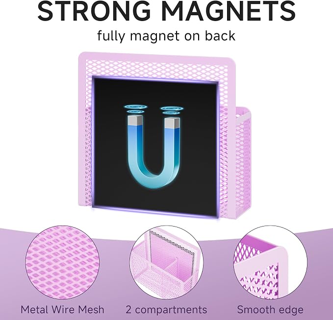 Marbrasse Magnetic Dry Erase Marker Holder, Mesh Pen Holder - Image 2