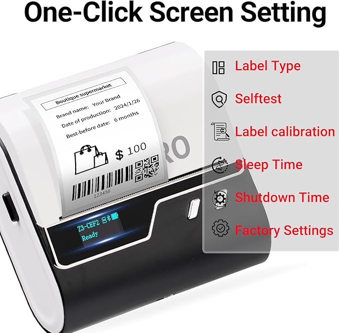 ORGBRO Z3 Label Maker Machine with Tape, 3 Inch Bluetooth Thermal Label Printer, Portable Sticker Printer for Small Business, Office, Home Organization, Barcode, Address, Compatible with Phones & PC-DeskLoop Office