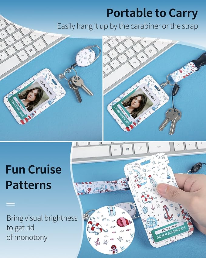 Uniclife Fashionable Sliding Badge Holder Cruise Pattern Plastic Case - Image 8