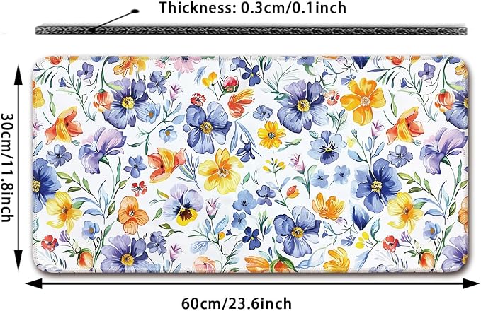 Keyboard Mat, Large Mouse Pad, Watercolor Flower - Image 2