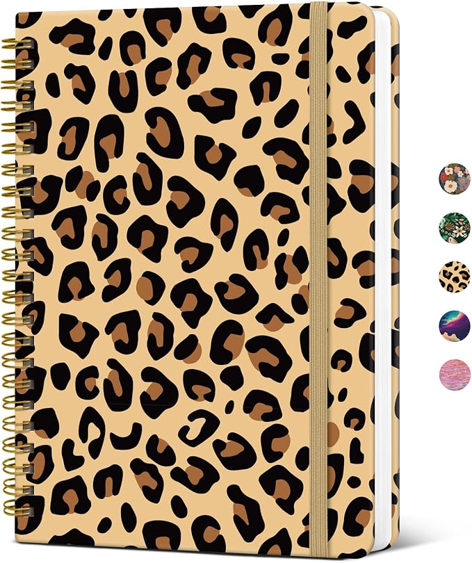 Taja Spiral Journal Notebook for Women, Pretty Hardcover Lined Notebook for by Taja