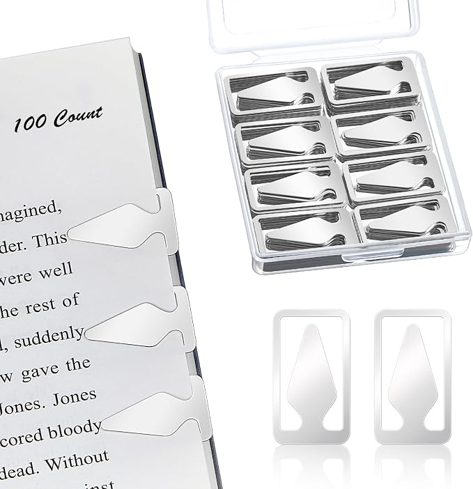 Spakon 100 Count Tin Mixed Metals Book Line Markers Arrow Bookmarks and Page by Aranorun