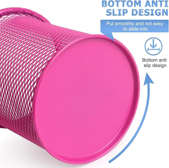Tamaki Pen Holder Cup for Desk, Wire Mesh Pencil Cup Holder for Desk Office Pen Organizer (Pink)-DeskLoop Office