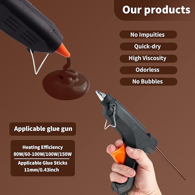 MATUFF Brown hot Glue Sticks Full Size 0.43” Dia x 8” Long, 20 pcs Hot melt Adhesive Glue Sticks, All-Purpose Colored Glue Gun Sticks for DIY Brown Crafting Arts and Home Decoration Repair Bonding-DeskLoop Office