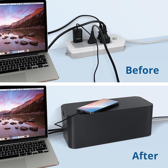 ZhiYo Cable Management Box, Power Strip Organizer, 2 Pack, Hidden Rear Cable - Image 4