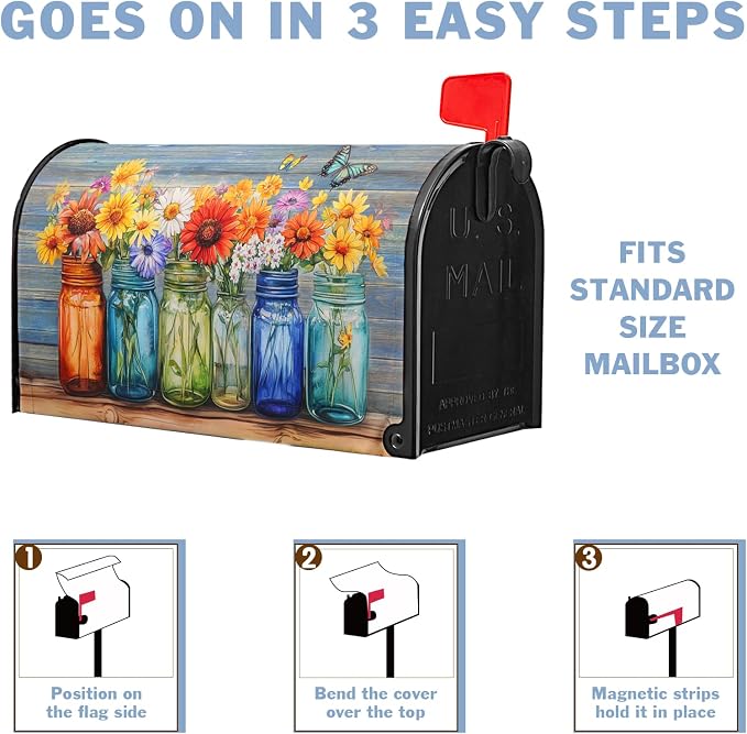 Spring Summer Mailbox Cover Magnetic Standard Size Welcome Spring Floral - Image 6