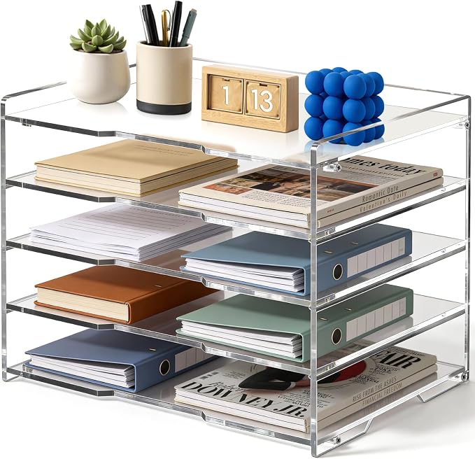 Leffis 5 Tier Acrylic Desk Organizer, Desktop Document Sorter by Leffis
