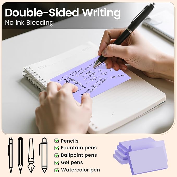 Index Cards 3x5 Inch, Flash Cards, Blank Purple Note Cards Paper - Image 7