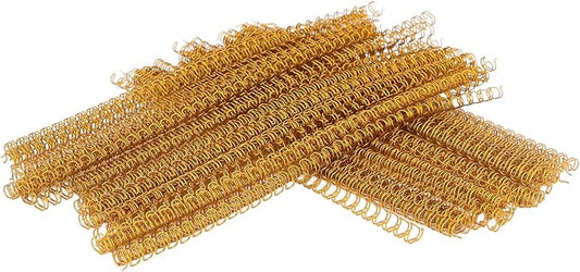 100 Pack Metal Twin Loop Binding Wire Coils, 34-Loop, 3/4" Cinch Book Binding Wire, 3:1 Pitch, YolieraArt Double Loop Bindings180 Sheet Capacity Fit for School Office Notebook Maker Gold-DeskLoop Office