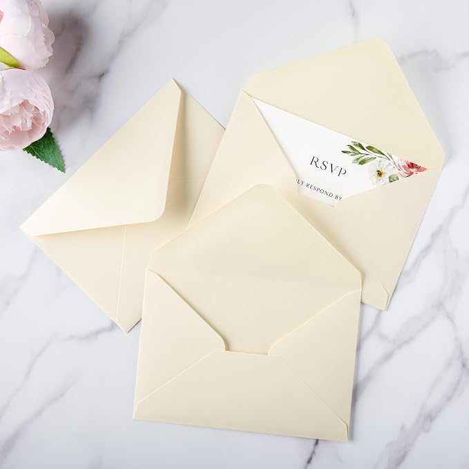 PONATIA 50 Pack A1 Envelopes, 3.62 x 5.12'' Cream Envelopes Perfect - Image 7