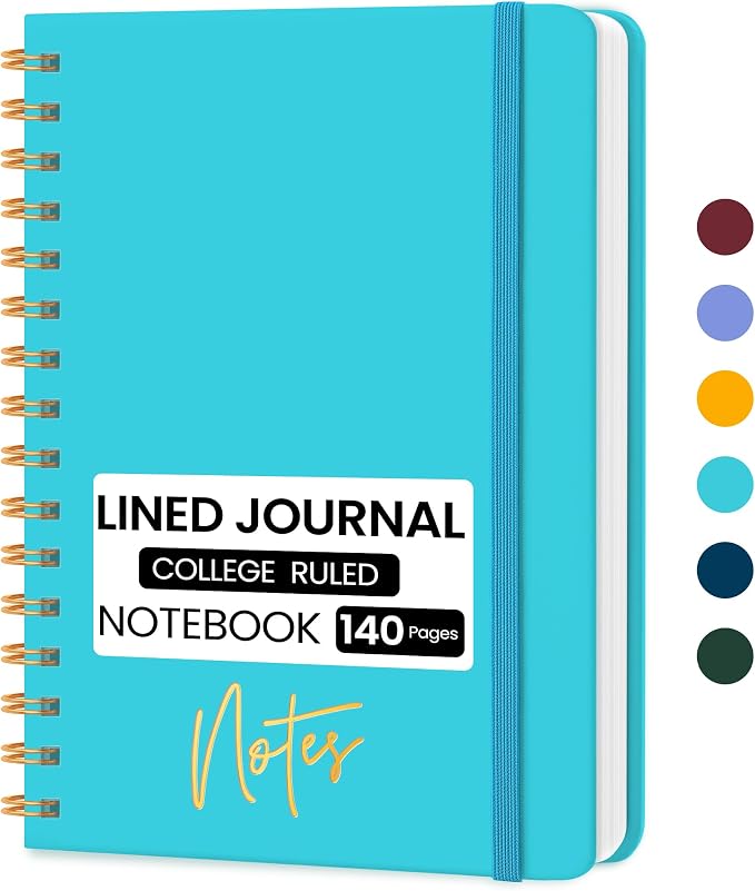 CICPAP Lined Spiral Journal Notebook, A5 College Ruled Notebook by CICPAP