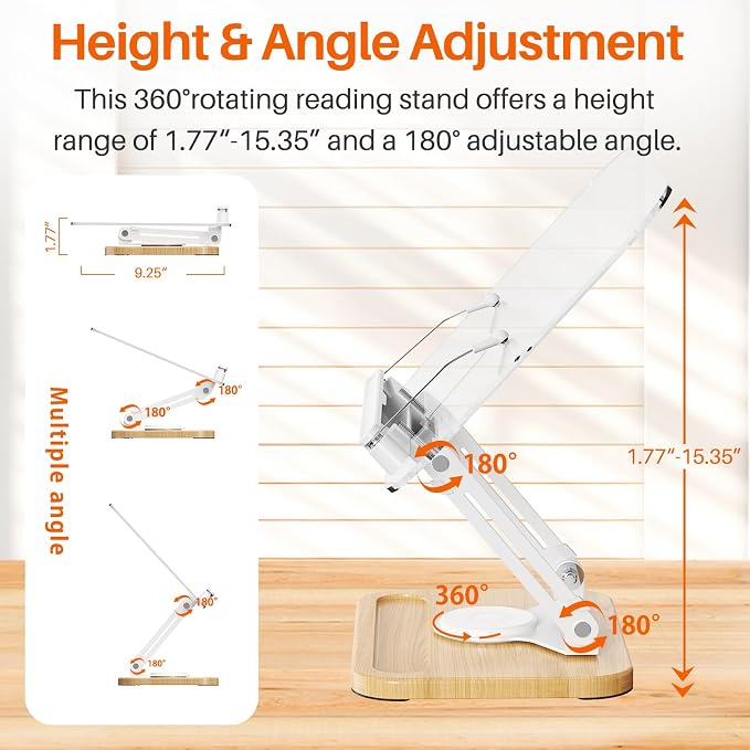 BYMECOST Acrylic Book Stand for Reading, 360°Rotating Book Holder - Image 4