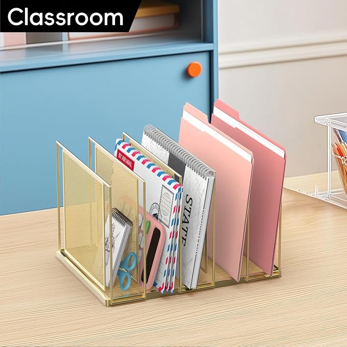 File Organizer for Desk, 5-Section Vertical File Sorter, Paper Holder Organizer - Image 9