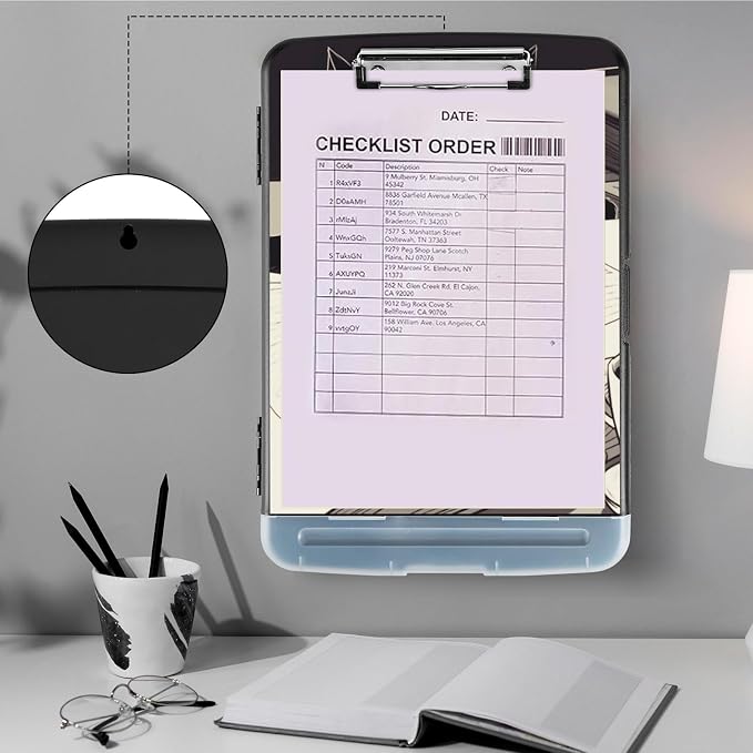 Clipboard with Storage, Heavy Duty Plastic Storage Clipboard with Low Profile - Image 4