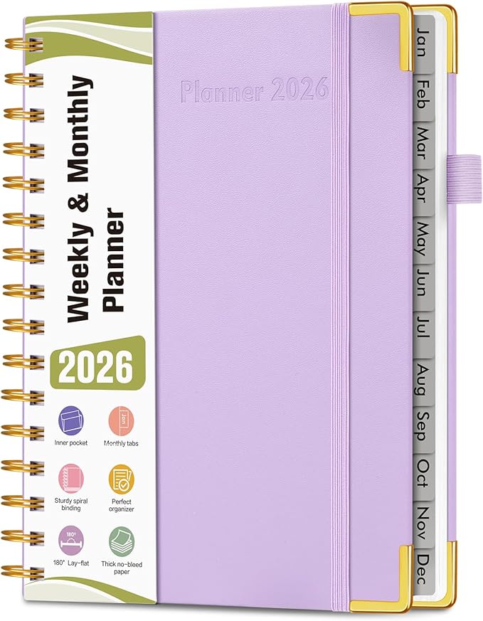 2026 Planner, Hardcover Leather Weekly and Monthly Planner, January 2026 by Unknown