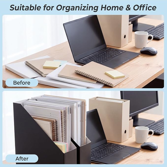 Rempry Magazine File Holders Black Set of 6, Foldable Cardboard Document - Image 4