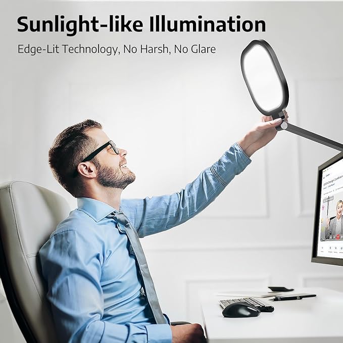 Desk Lamp for Computer Monitor Arms, Compatible with 1.18-1.38 inch Diameter Pole-Mounted Dual Monitor Stand, 1200LM Dimmable Desk Light with Remote Control, 31" Tall, CRI 95, Timer-DeskLoop Office