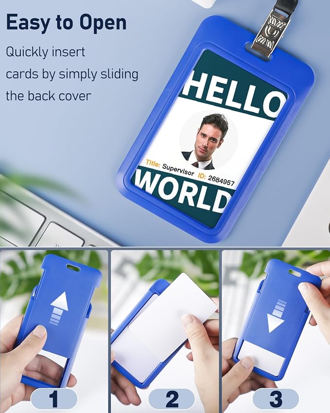Uniclife 10 Pack Sliding ID Badge Holder Vertical Hard Plastic Case - Image 6
