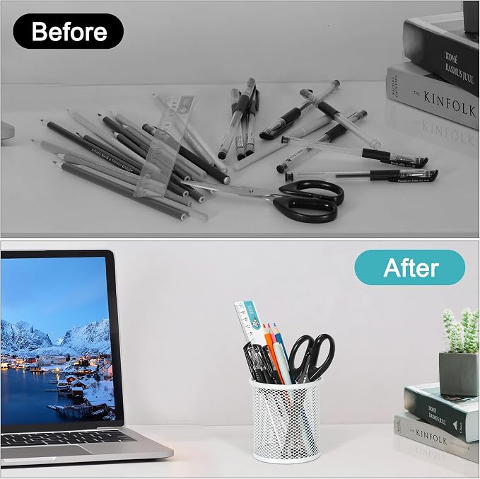 EasyPAG Metal 2-Piece Pen Holder Set Desk Accessories & Workspace Organizers - Image 4