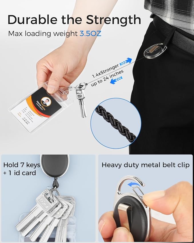 KTRIO ID Badge Holder with Retractable Reel, 5 Pack | Fits 2.5x3.4" Cards - Image 2