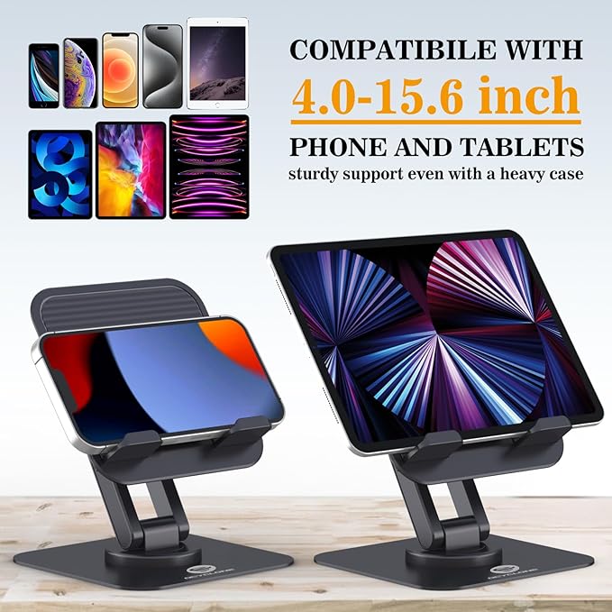 OCYCLONE iPad Stand, 360° Rotating Adjustable Foldable iPad Tablet Stand Holder - Image 3