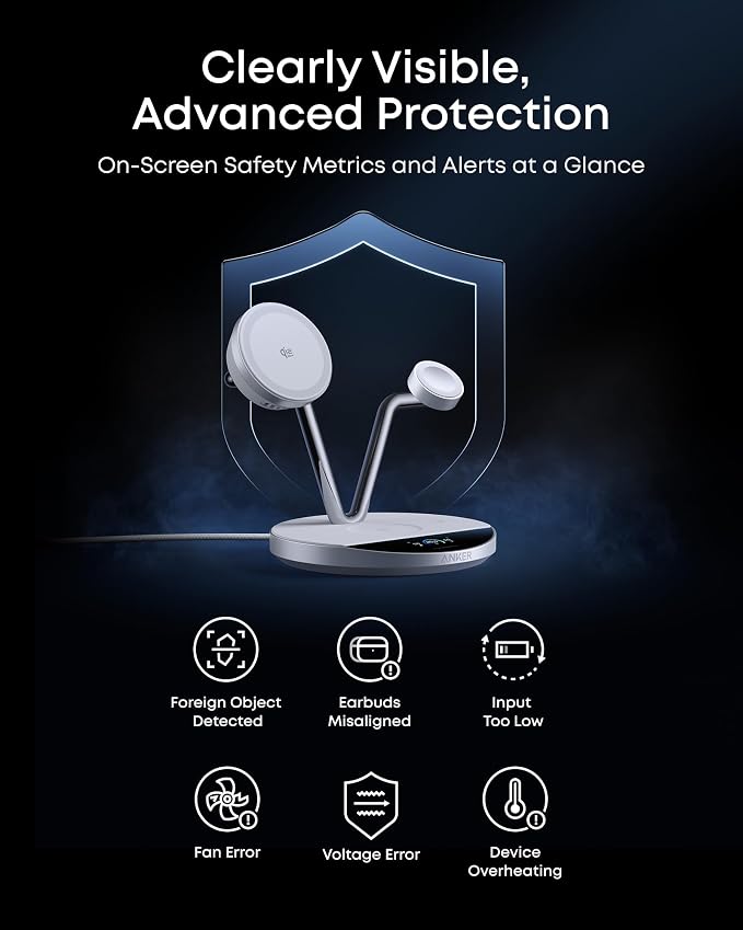 Anker Prime 3-in-1 Qi2.2 MagSafe Compatible 25W Wireless Charging Station | - Image 8