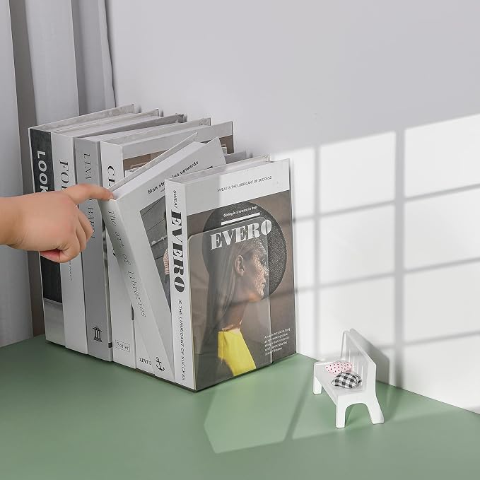 Adwikoso Clear Acrylic Book Ends, Non-Slip Book Holder Stand, Decorative Book - Image 6