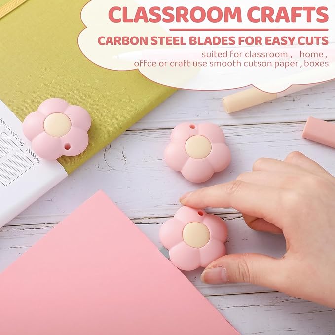 Honoson 8 Pack Mini Box Cutter Retractable Utility Knife Flower Portable Letter - Image 4