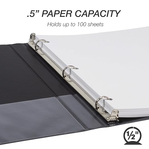 Samsill 0.5 Inch 3 Ring Binder, Made in USA, Economy Round Ring, 100 Sheet - Image 3
