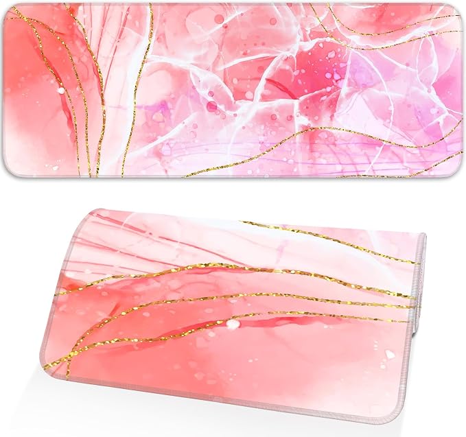 Pink Mouse Pad, Large Gaming Mouse Pad, Non-Slip Base and Stitched Edges by Unknown