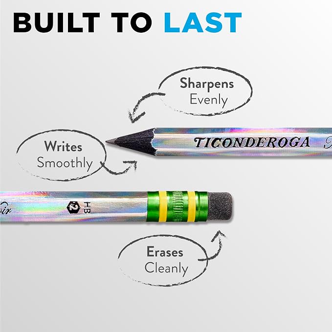 Ticonderoga Noir Black Wood-Cased #2 Pencils, Holographic Design - Image 3