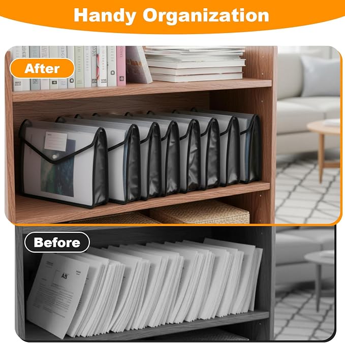 7 PCS Plastic Expanding File Folder Black Transparent Envelopes - Image 7