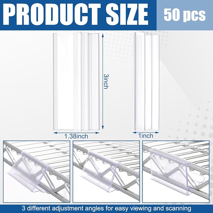Kathfly 50 Pack Wire Shelf Label Holders Shelf Cable Tags - Image 2