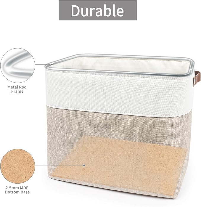 Bagnizer Large Fabric Storage Baskets | 50L Storage Bins, Decorative Linen - Image 4