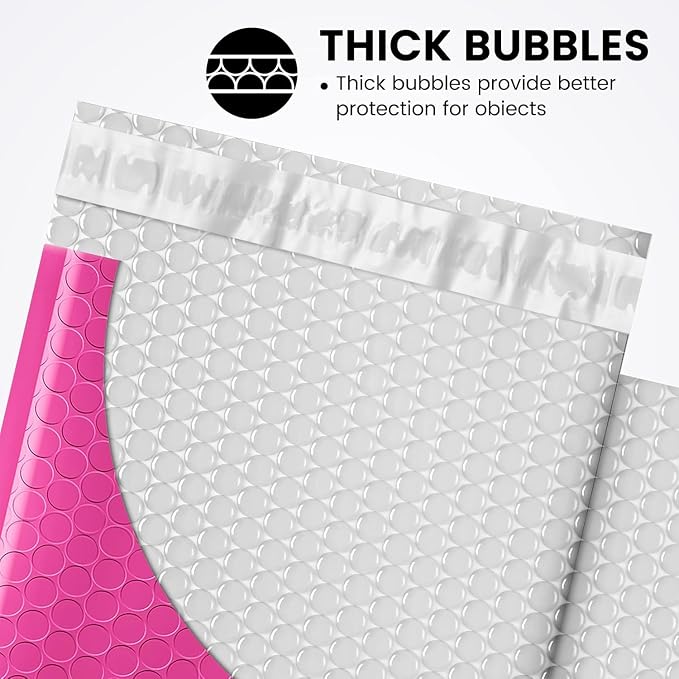 Fuxury Bubble Mailers 6x10" 100 Pack Pink Thick Padded Envelopes Usable Size - Image 4
