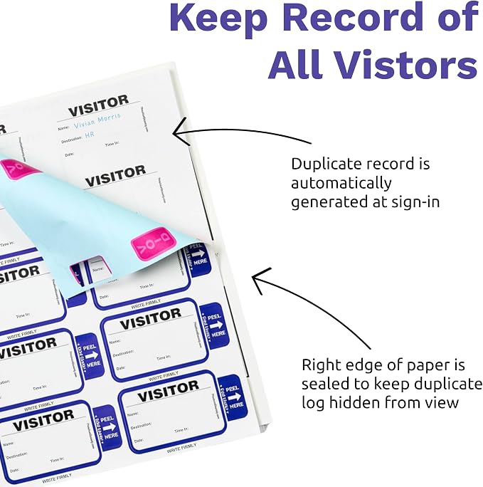 Threshold Tab-Expiring Visitor Badge Sign-in Book | Name Tag Stickers | Hospital - Image 2