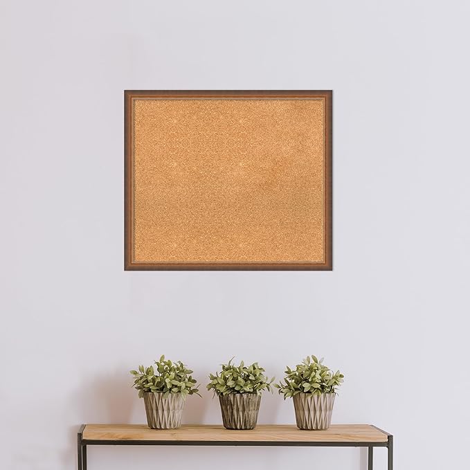 Amanti Art Natural Cork Board for Wall, 26x30 Vision Board with Bronze Frame, Large Corkboard Office Decor for Home Organization, Modern Corkboard Pinboard to Display Items for Home Organization in-DeskLoop Office