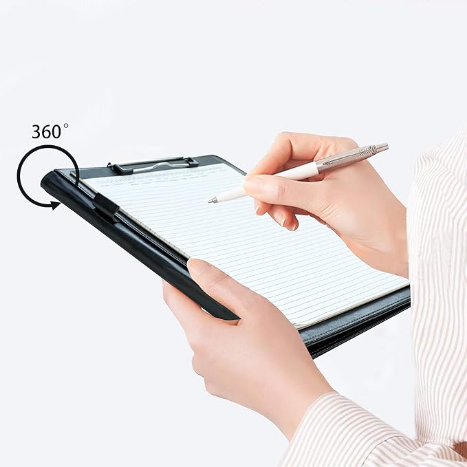 Padfolio Clipboard Folder Portfolio, Mymazn Faux Leather Storage Clipboard with Cover for Legal Pad Holder Letter Size A4 Writing Pad for Business School Office Conference Notepad Clip Boards (Black)-DeskLoop Office