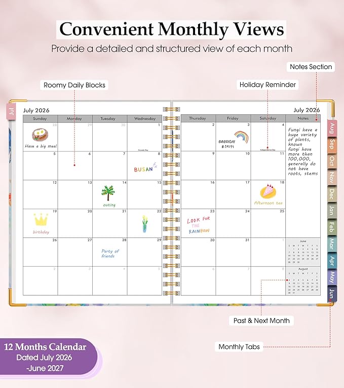 Academic Planner 2026-2027, Hardcover Leather Weekly and Monthly Calendar - Image 2
