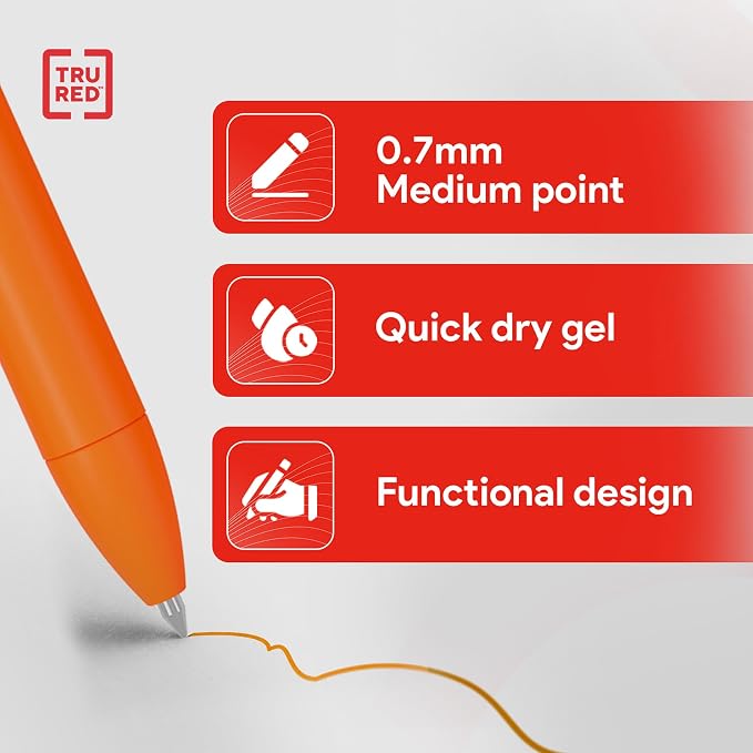 TRU RED Retractable Gel Pens, Medium Point 0.7mm, 12 Pack – Quick‑Dry Pens - Image 3