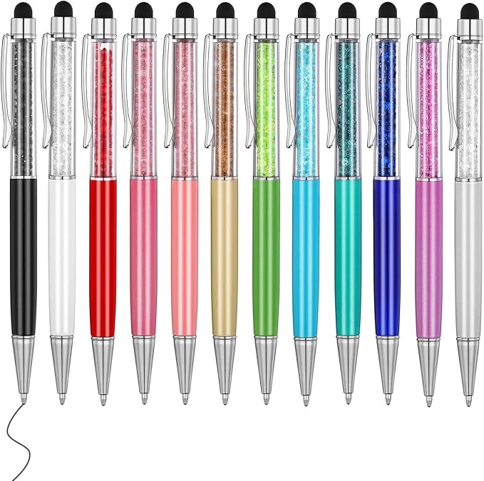 MengRan Cute Pens with Stylus Tip, 2 in 1 Black Ink Ballpoint Pens and Slim by MengRan