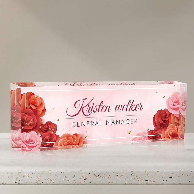 Personalized Name Plates for Desk, Premium Clear Acrylic Desk Name Plate by Custom